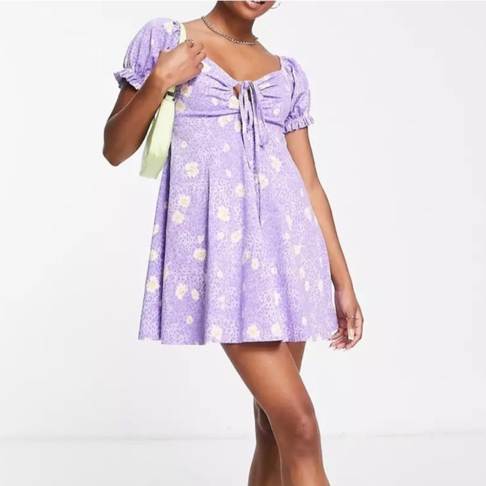 ASOS Lilac Floral Tie-Front Dress - Picture 8 of 9